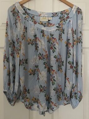 🌼 Maeve by Anthropologie Light Blue Floral Peasant Blouse 🌼